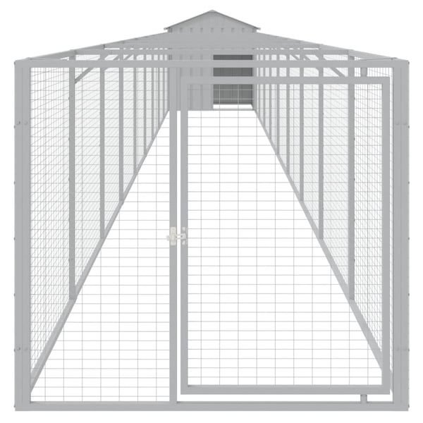 vidaXL Hundehus med tak lysegrå 117x1017x123 cm galvanisert stål