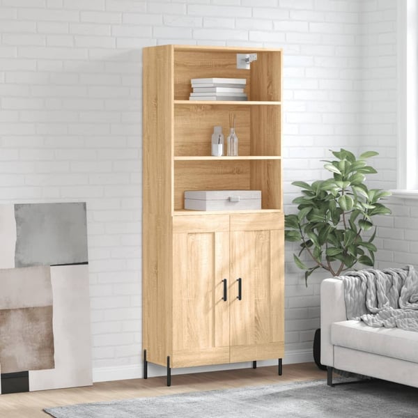 vidaXL højskab 69,5x34x180 cm konstrueret træ sonoma-eg