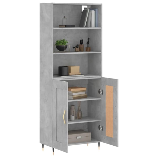 vidaXL Highboard betonggrå 69,5x34x180 cm konstruert tre
