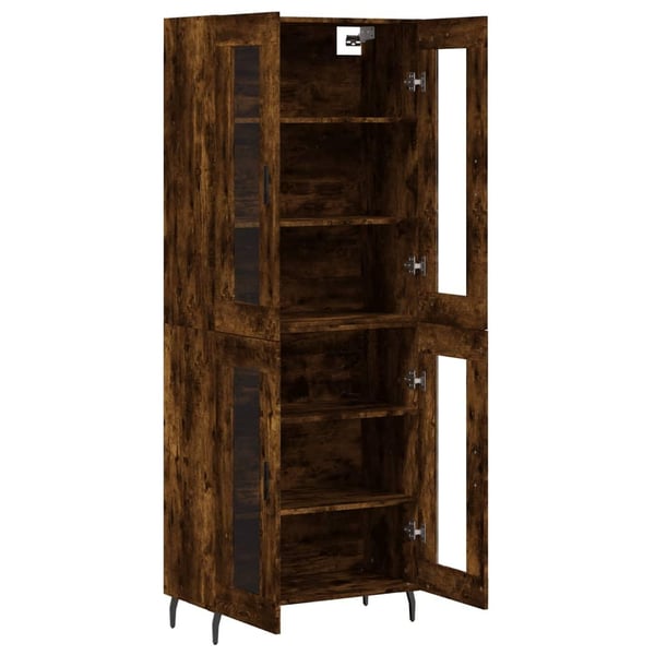 vidaXL Highboard røkt eik 69,5x34x180 cm konstruert tre