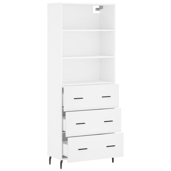 vidaXL Highboard hvit 69,5x34x180 cm konstruert tre