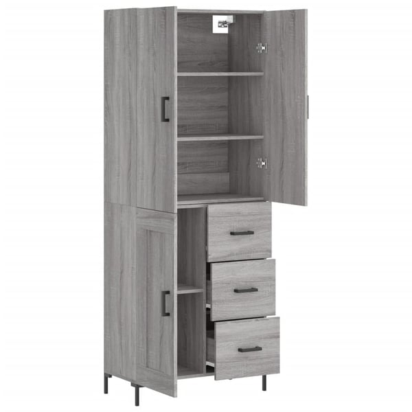 vidaXL Kaappi harmaa Sonoma 69,5x34x180 cm tekninen puu