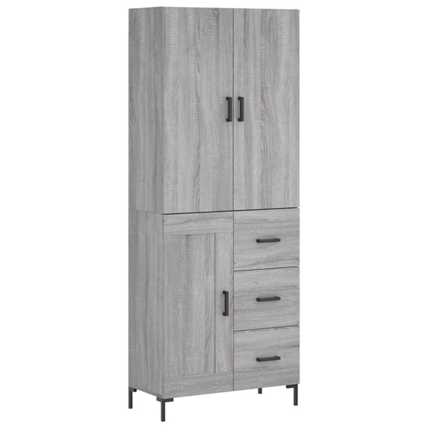 vidaXL højskab 69,5x34x180 cm konstrueret træ grå sonoma-eg