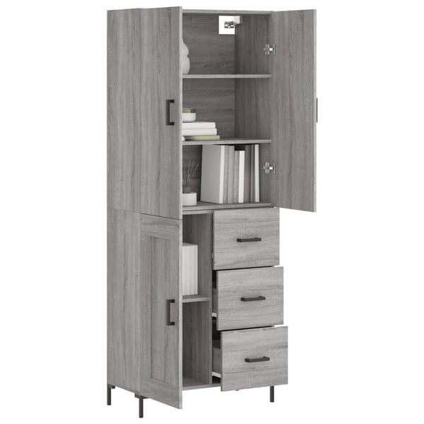 vidaXL Kaappi harmaa Sonoma 69,5x34x180 cm tekninen puu