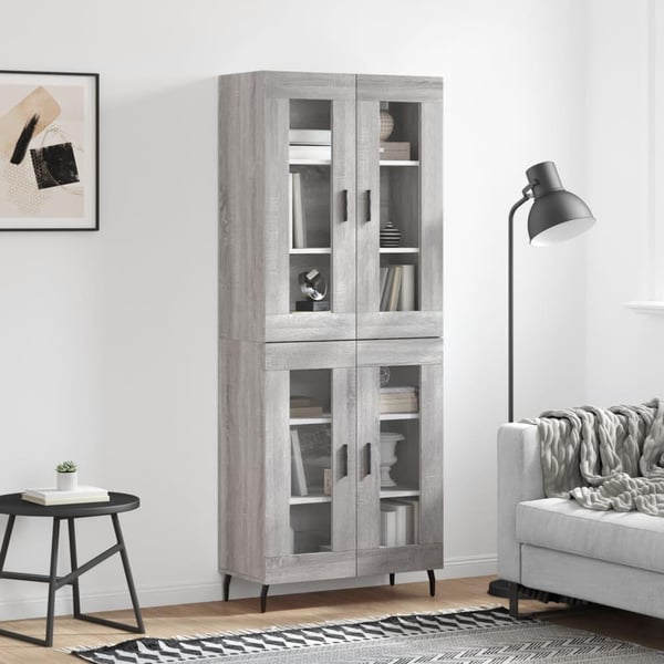 vidaXL Kaappi harmaa Sonoma 69,5x34x180 cm tekninen puu