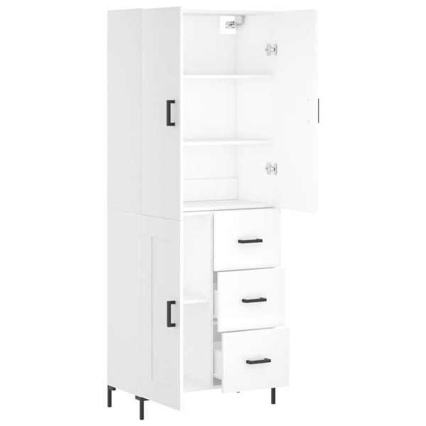vidaXL Highboard hvit 69,5x34x180 cm konstruert tre