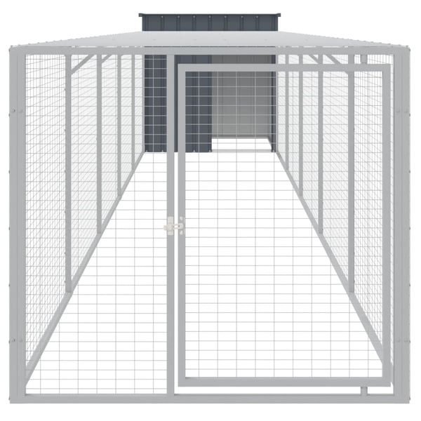 vidaXL Hønsebur med gård antrasitt 110x609x110 cm galvanisert stål