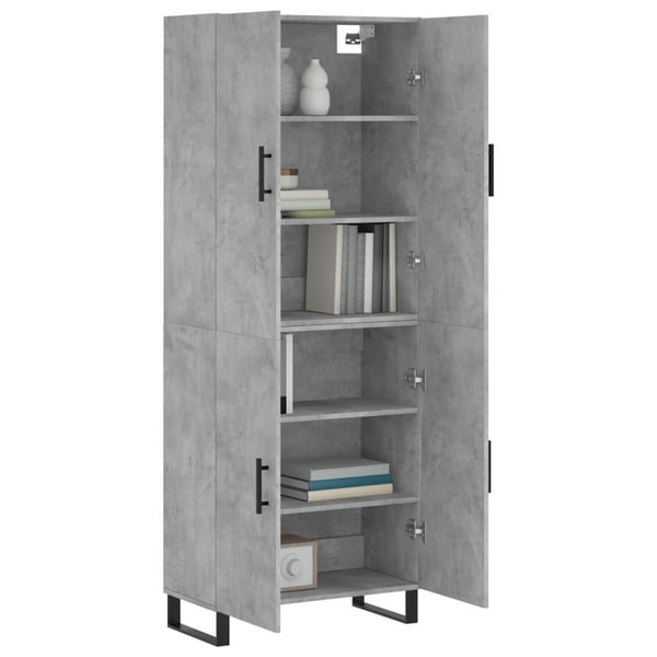 vidaXL Highboard betonggrå 69,5x34x180 cm konstruert tre