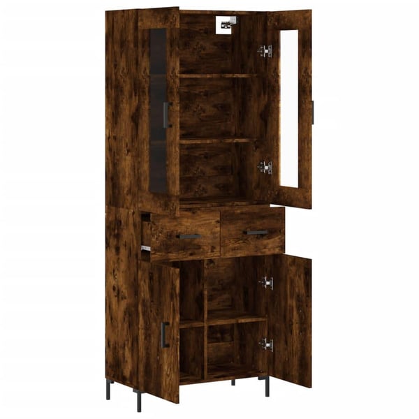 vidaXL Highboard røkt eik 69,5x34x180 cm konstruert tre