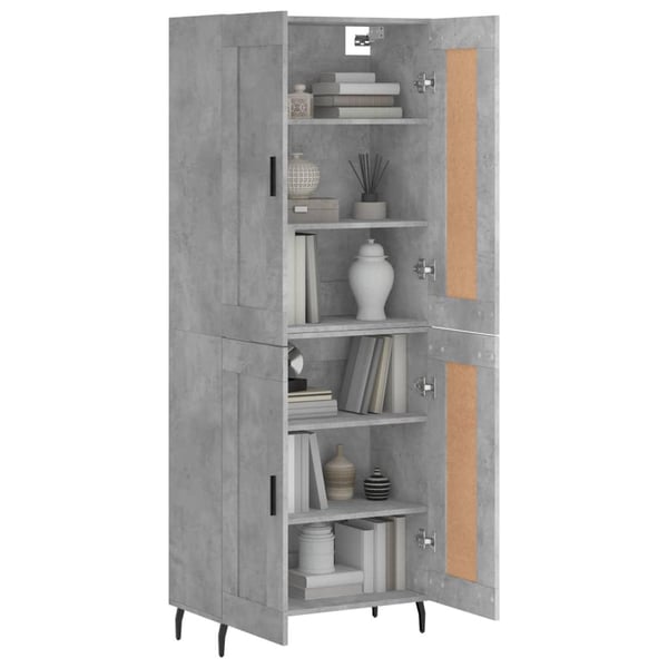 vidaXL Highboard betonggrå 69,5x34x180 cm konstruert tre