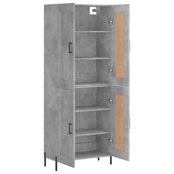 vidaXL Kaappi betoninharmaa 69,5x34x180 cm tekninen puu