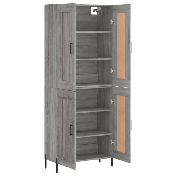 vidaXL Highboard grå sonoma 69,5x34x180 cm konstruert tre