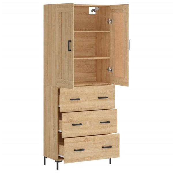 vidaXL Highboard sonoma eik 69,5x34x180 cm konstruert tre
