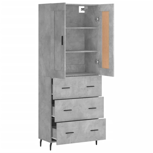 vidaXL Highboard betonggrå 69,5x34x180 cm konstruert tre