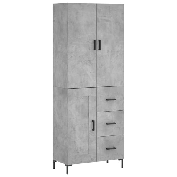 vidaXL Highboard betonggrå 69,5x34x180 cm konstruert tre