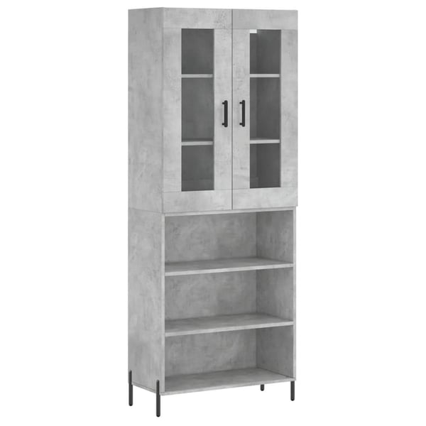 vidaXL Highboard betonggrå 69,5x34x180 cm konstruert tre
