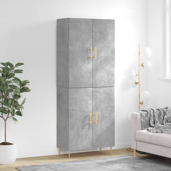 vidaXL Highboard betonggrå 69,5x34x180 cm konstruert tre