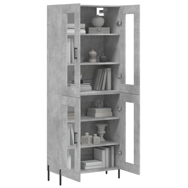 vidaXL Highboard betonggrå 69,5x34x180 cm konstruert tre