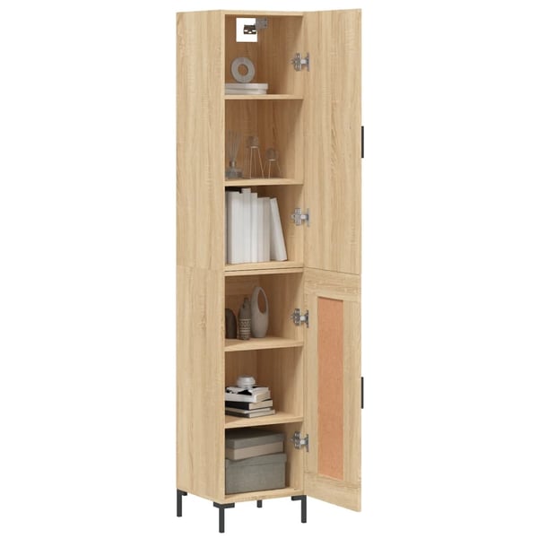 vidaXL Highboard sonoma eik 34,5x34x180 cm konstruert tre
