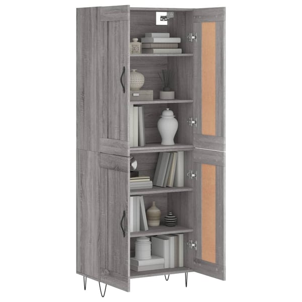 vidaXL Highboard grå sonoma 69,5x34x180 cm konstruert tre