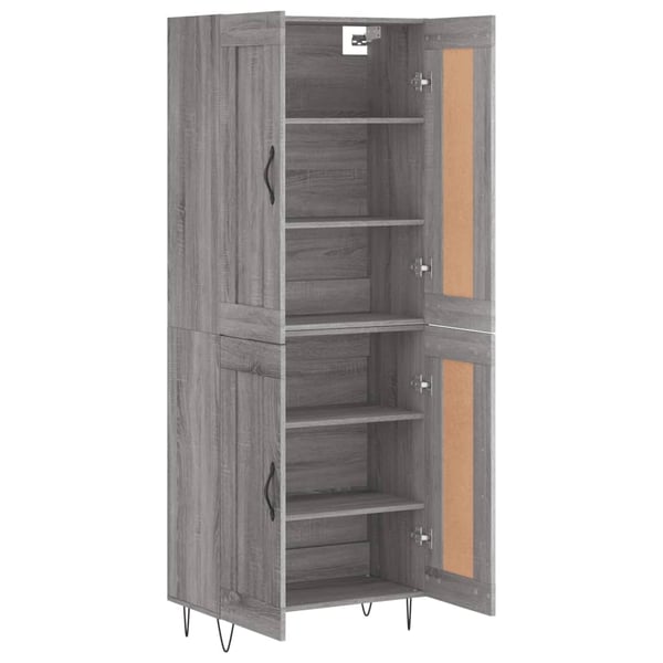 vidaXL Highboard grå sonoma 69,5x34x180 cm konstruert tre