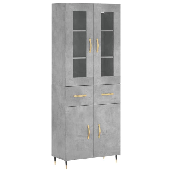 vidaXL Highboard betonggrå 69,5x34x180 cm konstruert tre