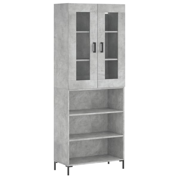 vidaXL Highboard betonggrå 69,5x34x180 cm konstruert tre