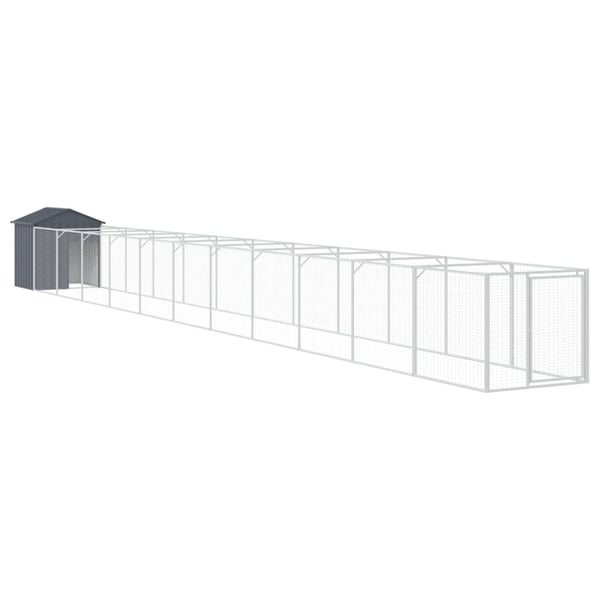 vidaXL Hundehus med tak antrasitt 117x1221x123 cm galvanisert stål