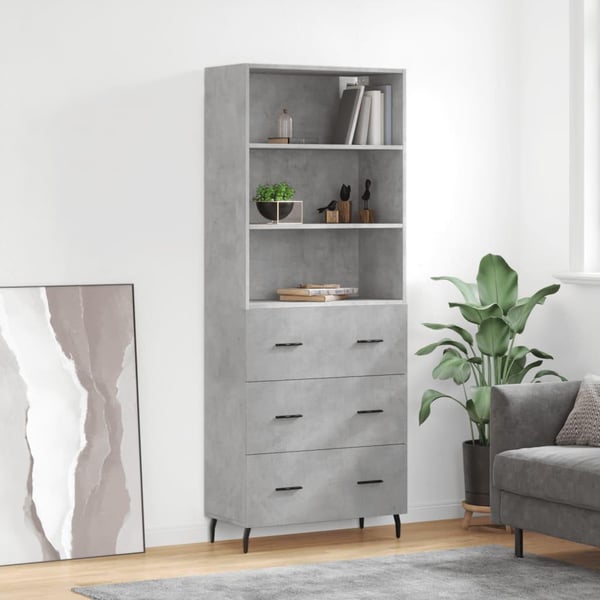 vidaXL Highboard betonggrå 69,5x34x180 cm konstruert tre