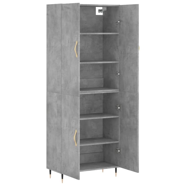 vidaXL Highboard betonggrå 69,5x34x180 cm konstruert tre