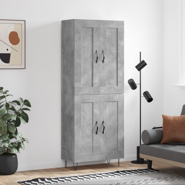 vidaXL Högskåp betonggrå 69,5x34x180 cm konstruerat trä