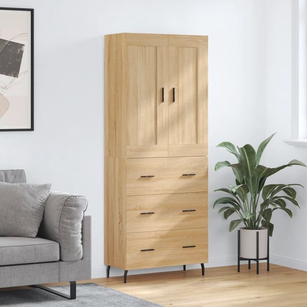 vidaXL højskab 69,5x34x180 cm konstrueret træ sonoma-eg