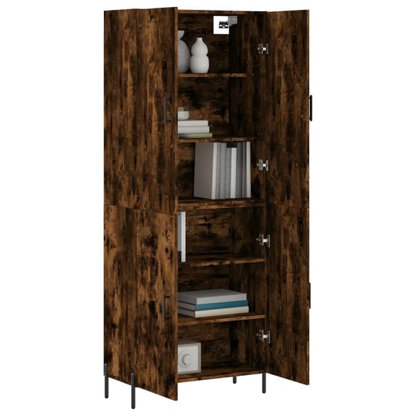 vidaXL Highboard røkt eik 69,5x34x180 cm konstruert tre
