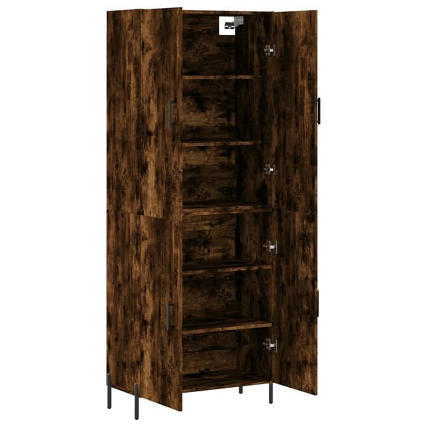 vidaXL Highboard røkt eik 69,5x34x180 cm konstruert tre