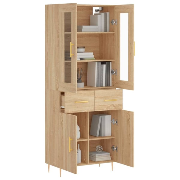 vidaXL højskab 69,5x34x180 cm konstrueret træ sonoma-eg