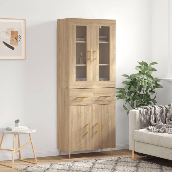 vidaXL højskab 69,5x34x180 cm konstrueret træ sonoma-eg