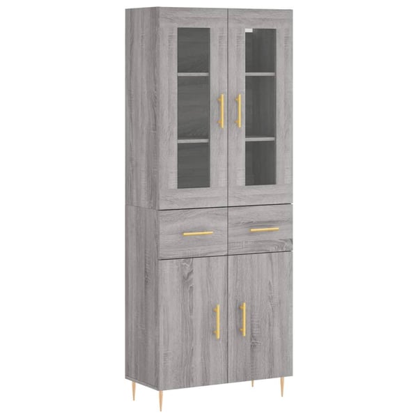 vidaXL Highboard grå sonoma 69,5x34x180 cm konstruert tre