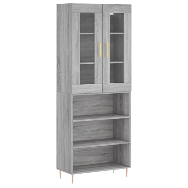 vidaXL Highboard grå sonoma 69,5x34x180 cm konstruert tre