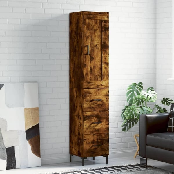 vidaXL skab 34,5x34x180 cm konstrueret træ røget egetræ