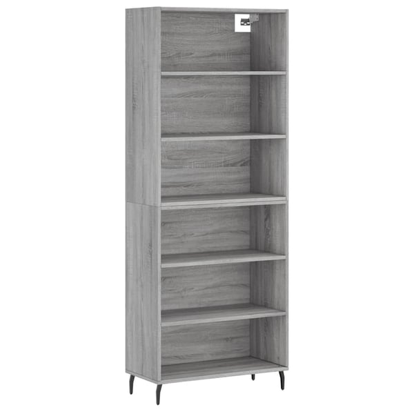 vidaXL Highboard grå sonoma 69,5x32,5x180 cm konstruert tre