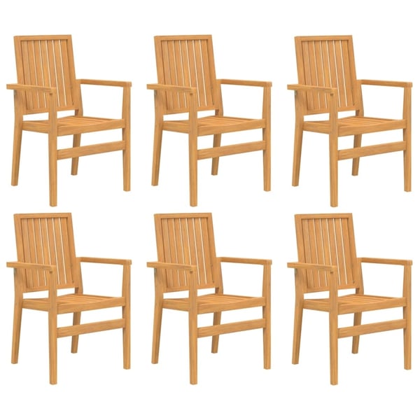 vidaXL Stablebare hagestoler 6 stk 56,5x57,5x91 cm heltre teak