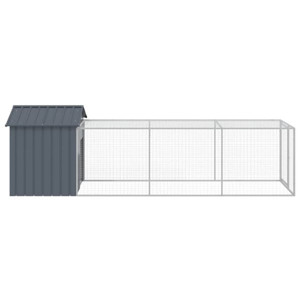 vidaXL Hønsebur med gård antrasitt 117x405x123 cm galvanisert stål