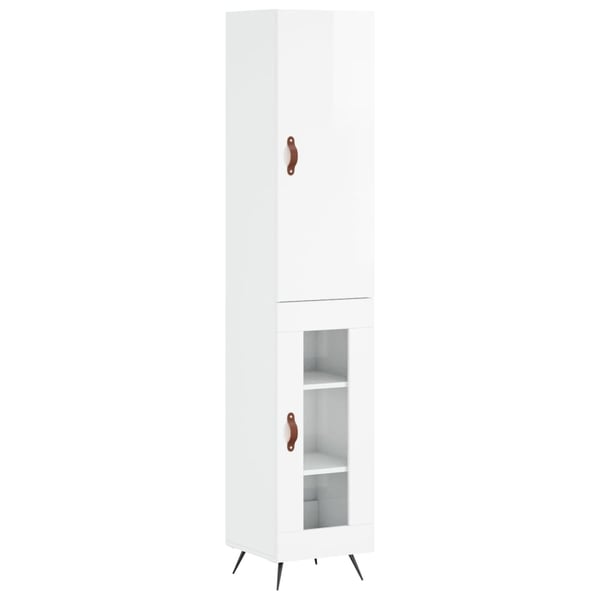 vidaXL skab 34,5x34x180 cm konstrueret træ hvid højglans