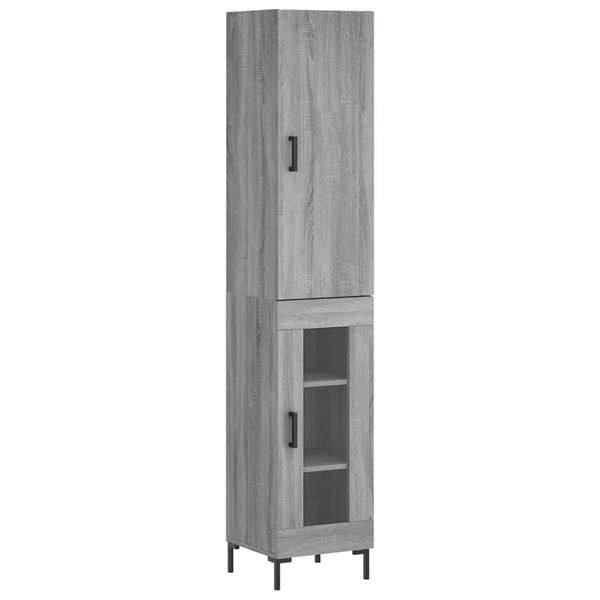 vidaXL højskab 34,5x34x180 cm konstrueret træ grå sonoma-eg