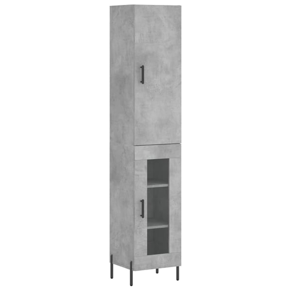 vidaXL Highboard betonggrå 34,5x34x180 cm konstruert tre
