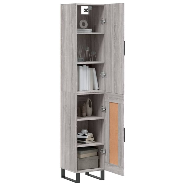 vidaXL Highboard grå sonoma 34,5x34x180 cm konstruert tre