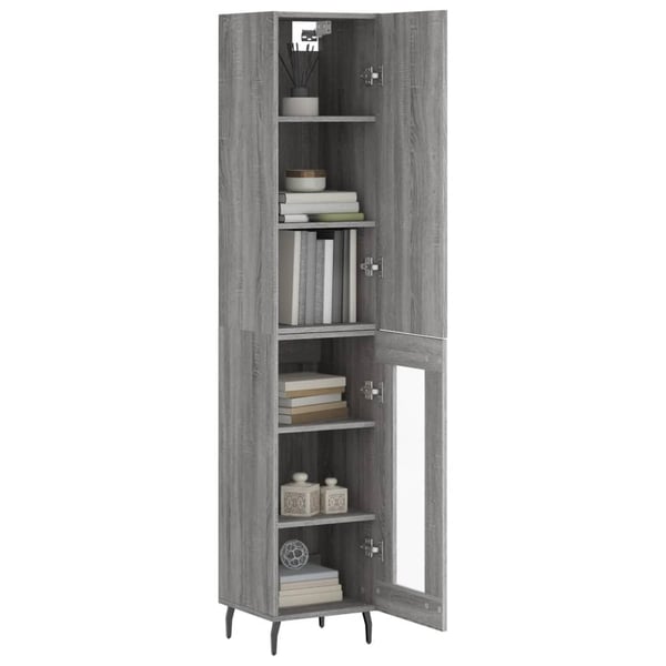 vidaXL Highboard grå sonoma 34,5x34x180 cm konstruert tre