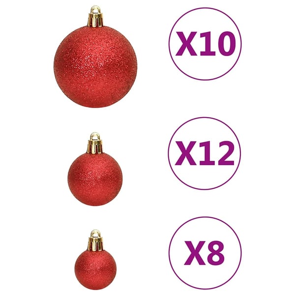 vidaXL Julgranskulor 111 delar röd polystyren