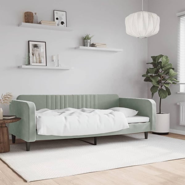 vidaXL daybed 90x200 cm velour lysegrå