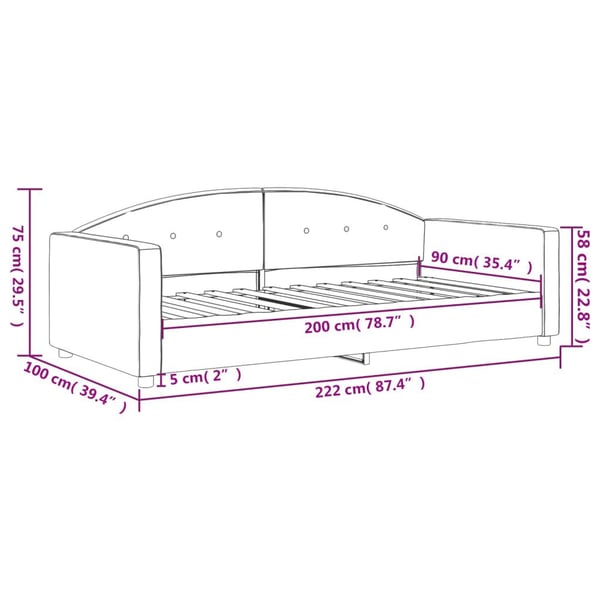 vidaXL daybed 90x200 cm velour pink